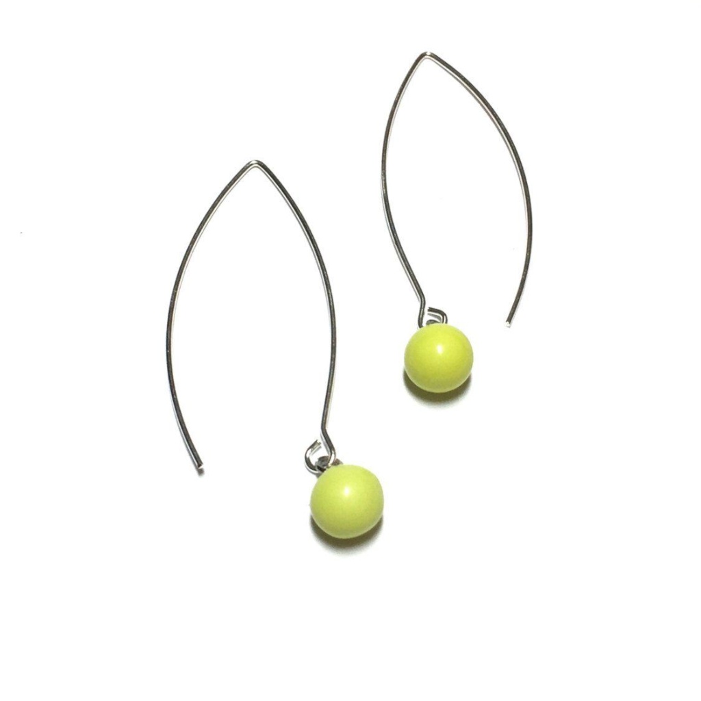 Vintage Neon Green Chartreuse Raindrop Earrings